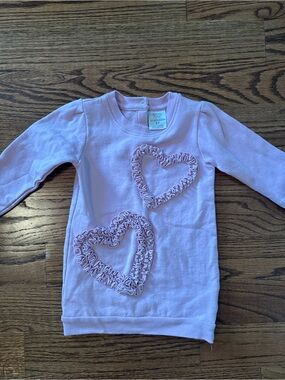 Koala Kids Light Pink tunic Long-Sleeve sweatshirt with Ruffled Heart Details
